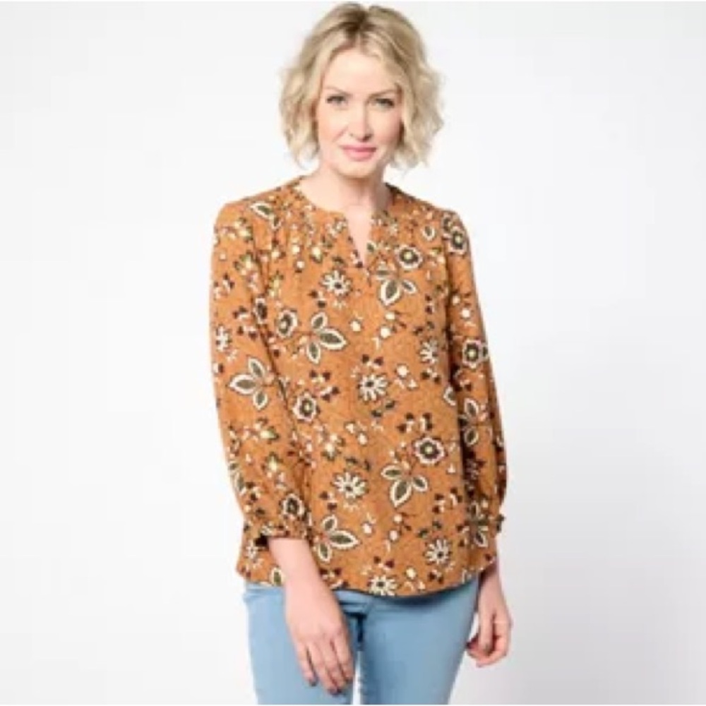 denim&co rust women long sleeve shirt Blouse NEW Rust Size L
